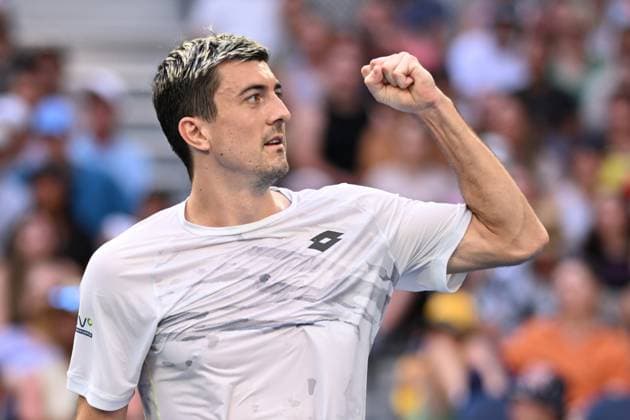 TENNIS AUSTRALIAN OPEN, Sebastian Ofner of Austria celebrates set point during his round 1 match against Thanasi Kokkinakis of Australia on Day 3 of the 2024 Australian Open at Melbourne Park in Melbourne, Tuesday, January 16, 2024. ( NO ARCHIVING, EDITORIAL USE ONLY, NO USE IN BOOKS WITHOUT CONSENT MELBOURNE VICTORIA AUSTRALIA  Copyright: xJAMESxROSSx 20240116001889672619