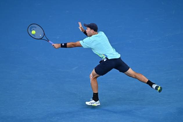 TENNIS AUSTRALIAN OPEN, Dominik Koepfer of Germany in action during his round 1 match against Alexander Zverev of Germany on Day 3 of the 2024 Australian Open at Melbourne Park in Melbourne, Tuesday, January 16, 2024. ( NO ARCHIVING, EDITORIAL USE ONLY, NO USE IN BOOKS WITHOUT CONSENT MELBOURNE VICTORIA AUSTRALIA  Copyright: xJOELxCARRETTx 20240116001889673386