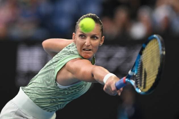 TENNIS AUSTRALIAN OPEN, Karolina Pliskova of Czech Republic during her round 1 match against Elena Rybakina of Kazakhstan on Day 3 of the 2024 Australian Open at Melbourne Park in Melbourne, Tuesday, January 16, 2024. ( NO ARCHIVING, EDITORIAL USE ONLY, NO USE IN BOOKS WITHOUT CONSENT MELBOURNE VICTORIA AUSTRALIA  Copyright: xLUKASxCOCHx 20240116001889679564