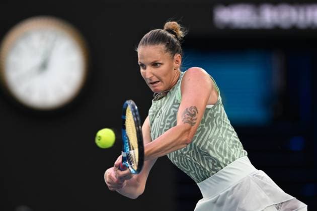 TENNIS AUSTRALIAN OPEN, Karolina Pliskova of Czech Republic during her round 1 match against Elena Rybakina of Kazakhstan on Day 3 of the 2024 Australian Open at Melbourne Park in Melbourne, Tuesday, January 16, 2024. ( NO ARCHIVING, EDITORIAL USE ONLY, NO USE IN BOOKS WITHOUT CONSENT MELBOURNE VICTORIA AUSTRALIA  Copyright: xLUKASxCOCHx 20240116001889679711