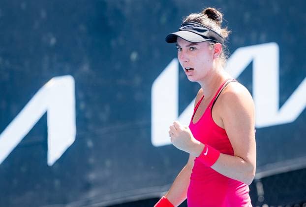 (240116) -- MELBOURNE, Jan. 16, 2024 -- Dodin Oceane of France reacts during the women s singles 1st round match between Zhu Lin of China and Dodin Oceane of France at Australian Open tennis tournament in Melbourne, Australia, Jan. 16, 2024. (Photo by Chu Chen Xinhua) (SP)AUSTRALIA-MELBOURNE-TENNIS-AUSTRALIAN OPEN ZhangxJianhua 
