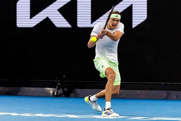 MELBOURNE, VIC - JANUARY 16: Alexander Zverev of Germany in action during Round 1 of the 2024 Australian Open on January 16 2024, at Melbourne Park in Melbourne, Australia. (Photo by Jason Heidrich Icon Sportswire) TENNIS: JAN 16 Australian Open EDITORIAL USE ONLY Icon240116211