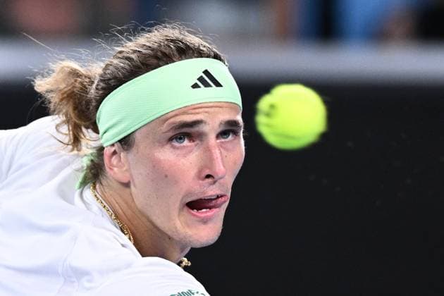 TENNIS AUSTRALIAN OPEN, Alexander Zverev of Germany in action during his round 1 match against Dominik Koepfer of Germany on Day 3 of the 2024 Australian Open at Melbourne Park in Melbourne, Tuesday, January 16, 2024. ( NO ARCHIVING, EDITORIAL USE ONLY, NO USE IN BOOKS WITHOUT CONSENT MELBOURNE VICTORIA AUSTRALIA  Copyright: xJOELxCARRETTx 20240116001889703464