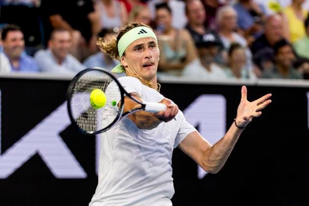 MELBOURNE, VIC - JANUARY 16: Alexander Zverev of Germany in action during Round 1 of the 2024 Australian Open on January 16 2024, at Melbourne Park in Melbourne, Australia. (Photo by Jason Heidrich Icon Sportswire) TENNIS: JAN 16 Australian Open EDITORIAL USE ONLY Icon240116213