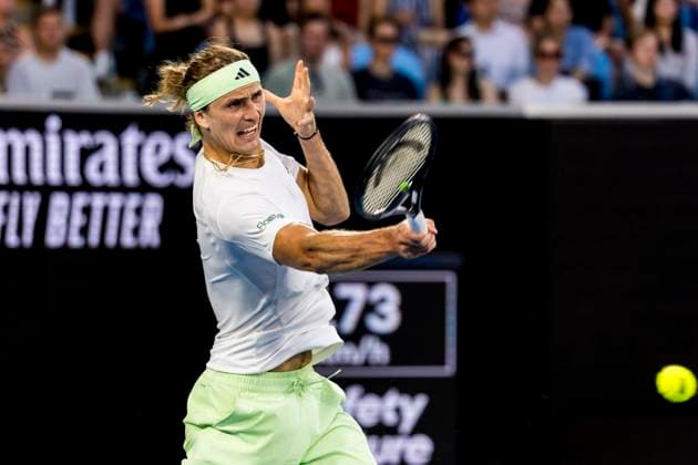 MELBOURNE, VIC - JANUARY 16: Alexander Zverev of Germany in action during Round 1 of the 2024 Australian Open on January 16 2024, at Melbourne Park in Melbourne, Australia. (Photo by Jason Heidrich Icon Sportswire) TENNIS: JAN 16 Australian Open EDITORIAL USE ONLY Icon240116221