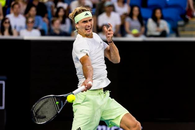 MELBOURNE, VIC - JANUARY 16: Alexander Zverev of Germany in action during Round 1 of the 2024 Australian Open on January 16 2024, at Melbourne Park in Melbourne, Australia. (Photo by Jason Heidrich Icon Sportswire) TENNIS: JAN 16 Australian Open EDITORIAL USE ONLY Icon240116223