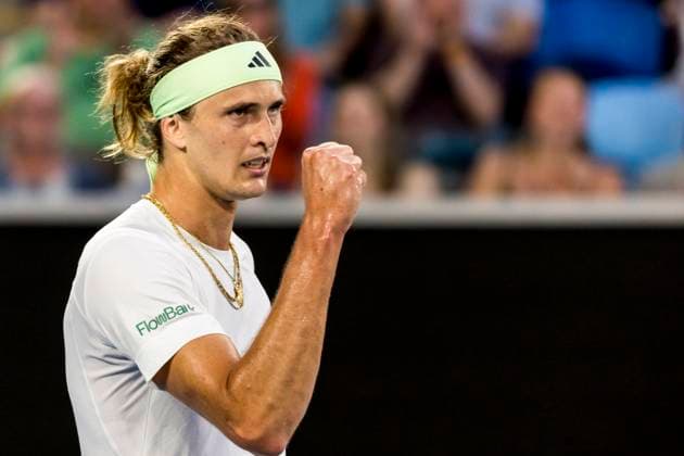 MELBOURNE, VIC - JANUARY 16: Alexander Zverev of Germany celebrates during Round 1 of the 2024 Australian Open on January 16 2024, at Melbourne Park in Melbourne, Australia. (Photo by Jason Heidrich Icon Sportswire) TENNIS: JAN 16 Australian Open EDITORIAL USE ONLY Icon240116227