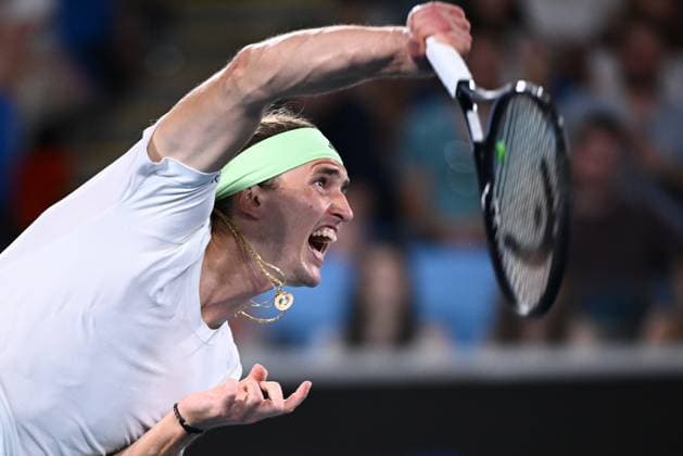 TENNIS AUSTRALIAN OPEN, Alexander Zverev of Germany serves during his round 1 match against Dominik Koepfer of Germany on Day 3 of the 2024 Australian Open at Melbourne Park in Melbourne, Tuesday, January 16, 2024. ( NO ARCHIVING, EDITORIAL USE ONLY, NO USE IN BOOKS WITHOUT CONSENT MELBOURNE VICTORIA AUSTRALIA  Copyright: xJOELxCARRETTx 20240116001889718621
