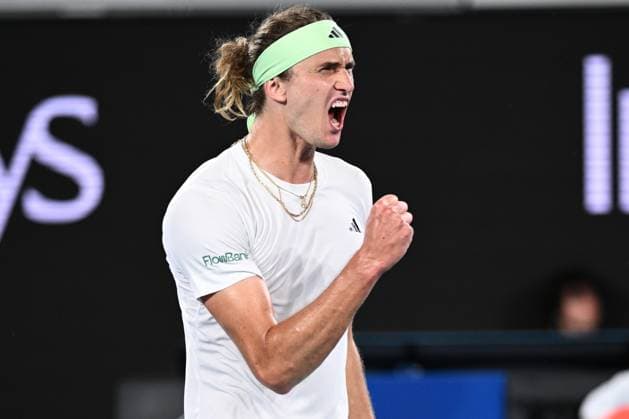 TENNIS AUSTRALIAN OPEN, Alexander Zverev of Germany reacts during his round 1 match against Dominik Koepfer of Germany on Day 3 of the 2024 Australian Open at Melbourne Park in Melbourne, Tuesday, January 16, 2024. ( NO ARCHIVING, EDITORIAL USE ONLY, NO USE IN BOOKS WITHOUT CONSENT MELBOURNE VICTORIA AUSTRALIA  Copyright: xJOELxCARRETTx 20240116001889718713