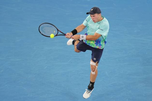 Dominik Köpfer, GER, during first round of 2024 Australian Open in Melbourne, 16 01 2023