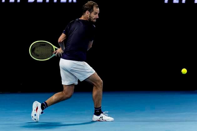 MELBOURNE, VIC - JANUARY 16: Richard Gasquet of France in action during Round 1 of the 2024 Australian Open on January 16 2024, at Melbourne Park in Melbourne, Australia. (Photo by Jason Heidrich Icon Sportswire) TENNIS: JAN 16 Australian Open EDITORIAL USE ONLY Icon240116249