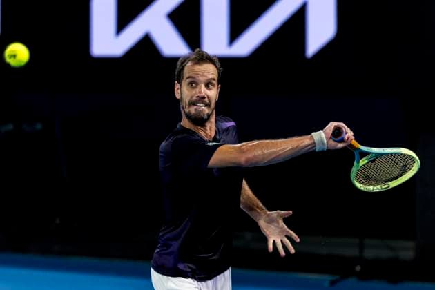 MELBOURNE, VIC - JANUARY 16: Richard Gasquet of France in action during Round 1 of the 2024 Australian Open on January 16 2024, at Melbourne Park in Melbourne, Australia. (Photo by Jason Heidrich Icon Sportswire) TENNIS: JAN 16 Australian Open EDITORIAL USE ONLY Icon240116256