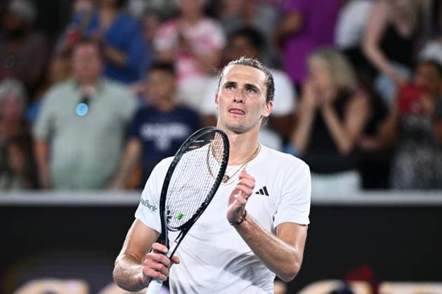 TENNIS AUSTRALIAN OPEN, Alexander Zverev of Germany celebrates match point during his round 1 win against Dominik Koepfer of Germany on Day 3 of the 2024 Australian Open at Melbourne Park in Melbourne, Tuesday, January 16, 2024. ( NO ARCHIVING, EDITORIAL USE ONLY, NO USE IN BOOKS WITHOUT CONSENT MELBOURNE VICTORIA AUSTRALIA  Copyright: xJOELxCARRETTx 20240116001889724777