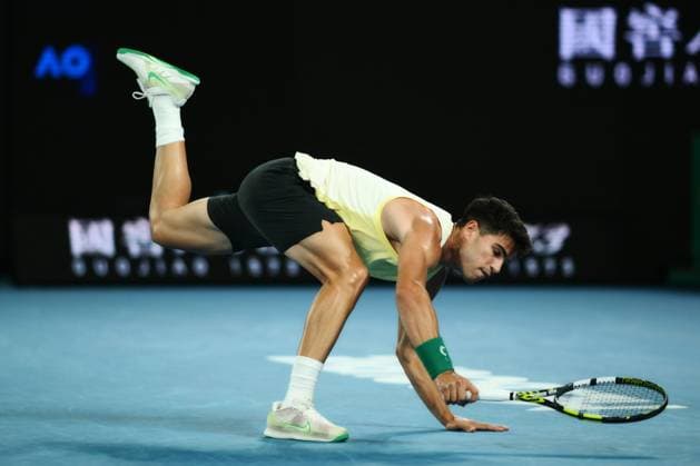 Carlos Alcaraz (ESP) during his first round match Australian Open, Day Three, Tennis, Melbourne Park, Melbourne, Australia - 16 Jan 2024  Copyright: xJamesxGourley Shutterstockx 14297584fz