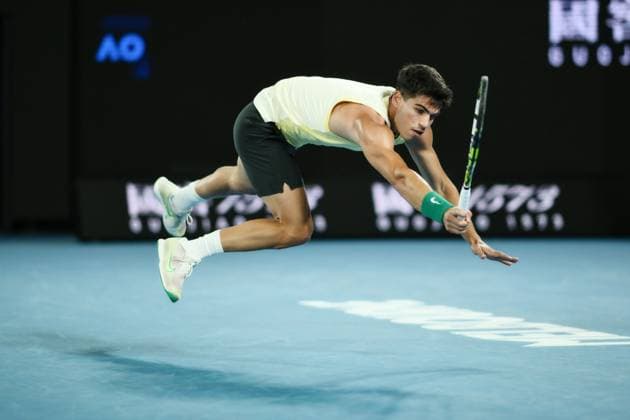 Carlos Alcaraz (ESP) during his first round match Australian Open, Day Three, Tennis, Melbourne Park, Melbourne, Australia - 16 Jan 2024  Copyright: xJamesxGourley Shutterstockx 14297584gb