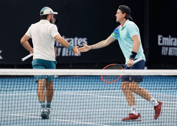 Romain Arneodo and Sam Weissborn, Mens Doubles, Australian Open 2024, Melbourne Park, Melbourne, Victoria, Australia Copyright: xJuergenxHasenkopfx