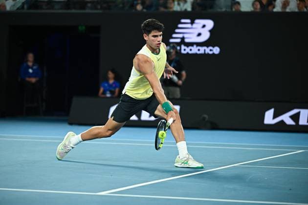 2024 Australian Open - Melbourne Carlos Alcaraz (ESP) during his first round match at the 2024 Australian Open at Melbourne Park in Melbourne, AUSTRALIA, on January 16, 2024. Photo by Corinne Dubreuil ABACAPRESS.COM Melbourne Australia  Copyright: xDubreuilxCorinne ABACAx