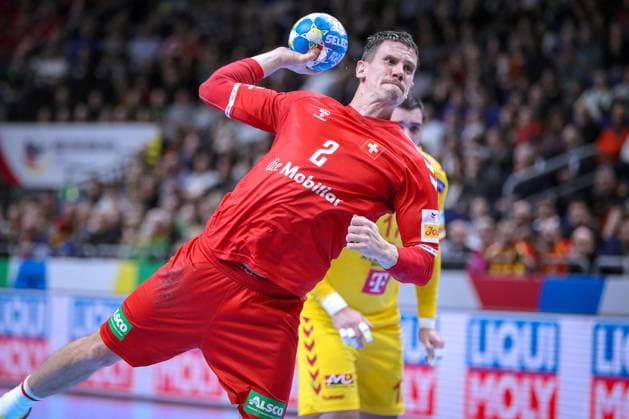 16 01 2024, EHF EURO 2024, European Mens Handball Championship, Mercedes Benz Arena in Berlin, Switzerland North Macedonia Andy Schmid Switzerland Berlin Germany