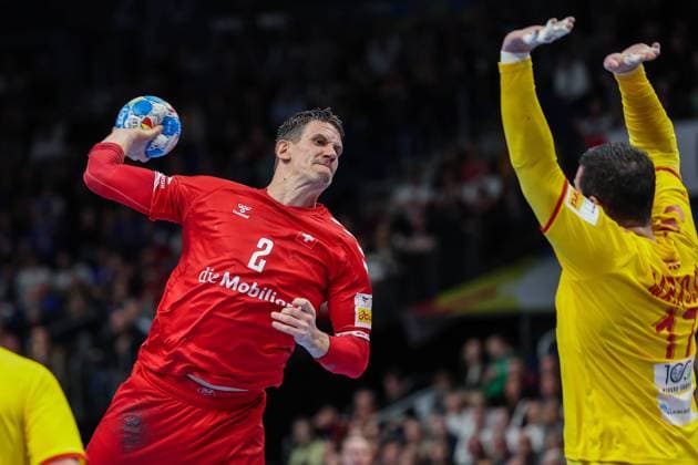 Handball I Men I EURO 2024 I Preliminary round I Group A I North Macedonia Switzerland I 16 01 2024 Andy Schmid 2, Switzerland Berlin Mercedes Benz Arena Germany Copyright: xLobecax xIngridxAnderson-Jensenx