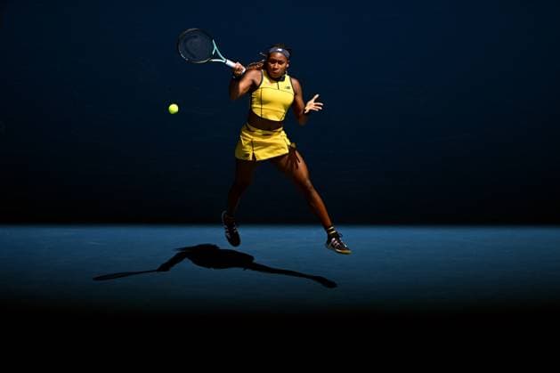 TENNIS AUSTRALIAN OPEN, Coco Gauff of the USA in action during her round 2 match against Caroline Dolehide of the USA on Day 4 of the 2024 Australian Open at Melbourne Park in Melbourne, Wednesday, January 17, 2024. ( NO ARCHIVING, EDITORIAL USE ONLY, NO USE IN BOOKS WITHOUT CONSENT MELBOURNE VICTORIA AUSTRALIA  Copyright: xLUKASxCOCHx 20240117001890056026