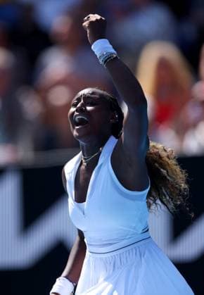 Alycia Parks of USA celebrates on match point Australian Open, Day Four, Tennis, Melbourne Park, Melbourne, Australia - 17 Jan 2024  Copyright: xEllaxLing Shutterstockx 14297587ab