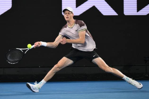 Jannik Sinner (ITA) in action during his second round match Australian Open, Day Four, Tennis, Melbourne Park, Melbourne, Australia - 17 Jan 2024  Copyright: xJamesxGourley Shutterstockx 14297589bm