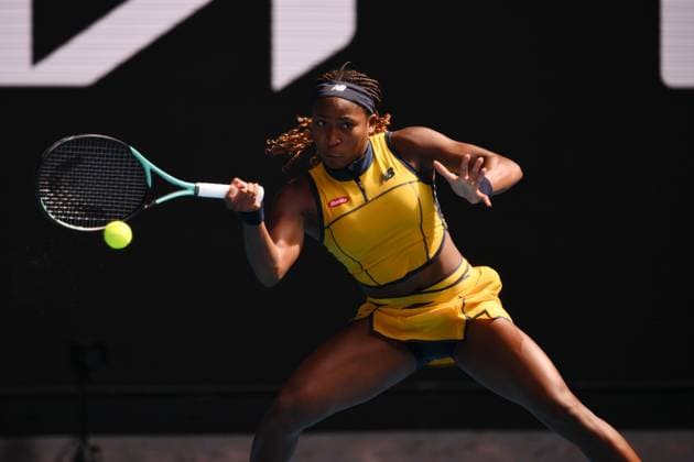 Cori Gauff (USA) in action during her second round match Australian Open, Day Four, Tennis, Melbourne Park, Melbourne, Australia - 17 Jan 2024  Copyright: xJamesxGourley Shutterstockx 14297589fh