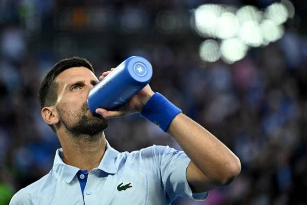 TENNIS AUSTRALIAN OPEN, Novak Djokovic of Serbia during his round 2 match against Alexei Popyrin of Australia on Day 4 of the 2024 Australian Open at Melbourne Park in Melbourne, Wednesday, January 17, 2024. ( NO ARCHIVING, EDITORIAL USE ONLY, NO USE IN BOOKS WITHOUT CONSENT MELBOURNE VICTORIA AUSTRALIA  Copyright: xJAMESxROSSx 20240117001890122676