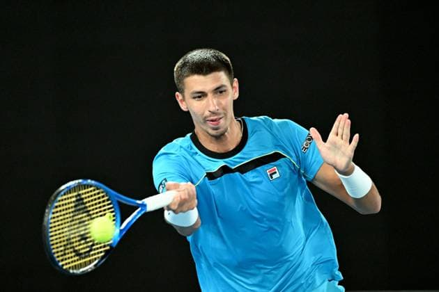 TENNIS AUSTRALIAN OPEN, Alexei Popyrin of Australia in action during his round 2 match against Novak Djokovic of Serbia on Day 4 of the 2024 Australian Open at Melbourne Park in Melbourne, Wednesday, January 17, 2024. ( NO ARCHIVING, EDITORIAL USE ONLY, NO USE IN BOOKS WITHOUT CONSENT MELBOURNE VICTORIA AUSTRALIA  Copyright: xJAMESxROSSx 20240117001890135146
