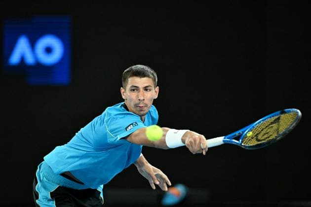 TENNIS AUSTRALIAN OPEN, Alexei Popyrin of Australia in action during his round 2 match against Novak Djokovic of Serbia on Day 4 of the 2024 Australian Open at Melbourne Park in Melbourne, Wednesday, January 17, 2024. ( NO ARCHIVING, EDITORIAL USE ONLY, NO USE IN BOOKS WITHOUT CONSENT MELBOURNE VICTORIA AUSTRALIA  Copyright: xJAMESxROSSx 20240117001890136839