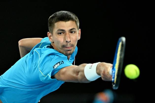 TENNIS AUSTRALIAN OPEN, Alexei Popyrin of Australia in action during his round 2 match against Novak Djokovic of Serbia on Day 4 of the 2024 Australian Open at Melbourne Park in Melbourne, Wednesday, January 17, 2024. ( NO ARCHIVING, EDITORIAL USE ONLY, NO USE IN BOOKS WITHOUT CONSENT MELBOURNE VICTORIA AUSTRALIA  Copyright: xJAMESxROSSx 20240117001890149290