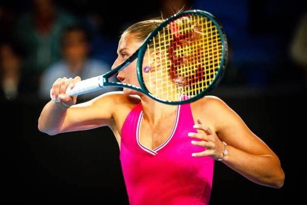 Ukrainian Marta Kostyuk pictured during a tennis match against Belgian Mertens, in round 2 of the women s singles tournament at the Australian Open Grand Slam, Tuesday 16 January 2024 in Melbourne Park, Melbourne, Australia. The 2024 edition of the Australian Grand Slam takes place from January 14th to January 28th. PATRICKxHAMILTON  x84163761x