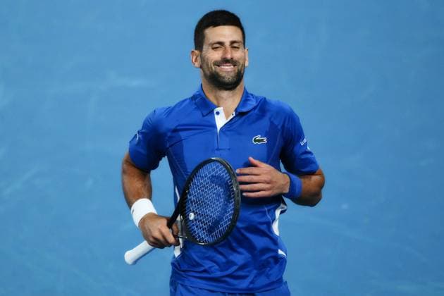 Novak Djokovic (SRB) smiles during his second round match Australian Open, Day Four, Tennis, Melbourne Park, Melbourne, Australia - 17 Jan 2024  Copyright: xJamesxGourley Shutterstockx 14297589mc
