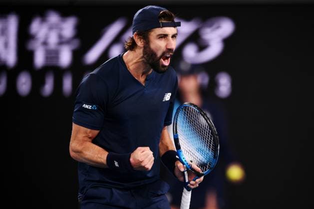 Jordan Thompson (AUS) celebrates during his second round match Australian Open, Day Four, Tennis, Melbourne Park, Melbourne, Australia - 17 Jan 2024  Copyright: xJamesxGourley Shutterstockx 14297589mi