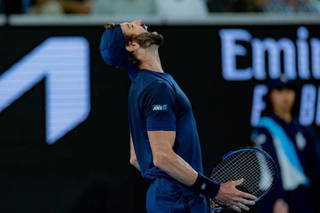 (240117) -- MELBOURNE, Jan. 17, 2024 -- Jordan Thompson of Australia celebrates scoring during the men s singles second round match between Stefanos Tsitsipas of Greece and Jordan Thompson of Australia at the Australian Open tennis tournament in Melbourne, Australia on Jan. 17, 2024. (Photo by Xinhua) (SP)AUSTRALIA-MELBOURNE-TENNIS-AUSTRALIAN OPEN ChuxChen 