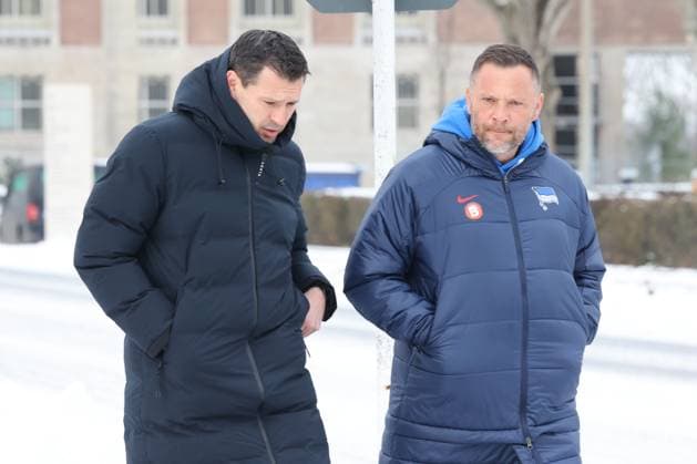 DEU, DFL, 2 FBL Hertha BSC, Training, 17 01 2024, Sportforum, Berlin, DEU, DFL, 2 FBL Hertha BSC, Training, im Bild Cheftrainer Pal Dardai Hertha BSC Berlin , Benjamin Weber Sportdirektor, Hertha BSC Berlin DFL regulations prohibit any use of Photographs as image sequences and or quasi video Foto Juergen Engler nordphoto GmbH nordphotoxGmbHx xEngler nph00076