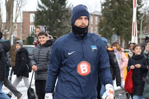 DEU, DFL, 2 FBL Hertha BSC, Training, 17 01 2024, Sportforum, Berlin, DEU, DFL, 2 FBL Hertha BSC, Training, im Bild Marius Gersbeck Hertha BSC Berlin 35 DFL regulations prohibit any use of Photographs as image sequences and or quasi video Foto Juergen Engler nordphoto GmbH nordphotoxGmbHx xEngler nph00076
