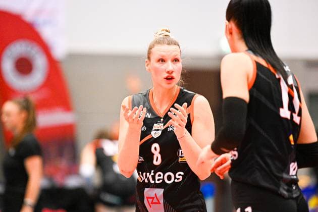 CEV Volleyball Cup 2024, Dresdner SC vs Viteos Neuchatel UC, Dresden, 17 01 2024 Meline Pierret Viteos Neuchatel UC, 8 CEV Volleyball Cup 2024, Dresdner SC vs Viteos Neuchatel UC on 17 01 2024 at the Margon Arena Dresden Copyright: xBEAUTIFULxSPORTS Hoepnerx