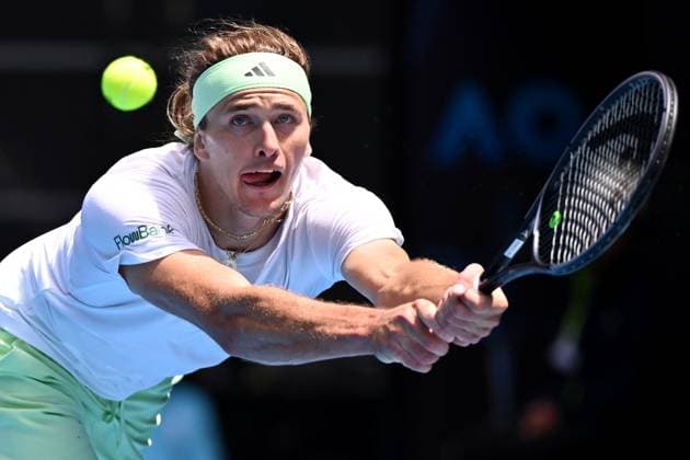 TENNIS AUSTRALIAN OPEN, Alexander Zverev of Germany in action during his 2nd round match against Lukas Klein of Slovakia on Day 5 of the 2024 Australian Open at Melbourne Park in Melbourne, Thursday, January 18, 2024. ( NO ARCHIVING, EDITORIAL USE ONLY, NO USE IN BOOKS WITHOUT CONSENT MELBOURNE VICTORIA AUSTRALIA  Copyright: xJOELxCARRETTx 20240118001890424564