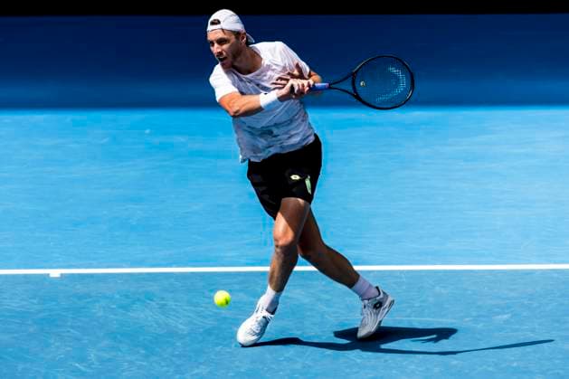 MELBOURNE, VIC - JANUARY 18: Lukas Klein of Slovakia in action during Round 2 of the 2024 Australian Open on January 18 2024, at Melbourne Park in Melbourne, Australia. (Photo by Jason Heidrich Icon Sportswire) TENNIS: JAN 18 Australian Open EDITORIAL USE ONLY Icon240118037