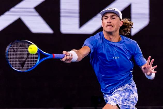 MELBOURNE, VIC - JANUARY 18: Max Purcell of Australia in action during Round 2 of the 2024 Australian Open on January 18 2024, at Melbourne Park in Melbourne, Australia. (Photo by Jason Heidrich Icon Sportswire) TENNIS: JAN 18 Australian Open EDITORIAL USE ONLY Icon240118115