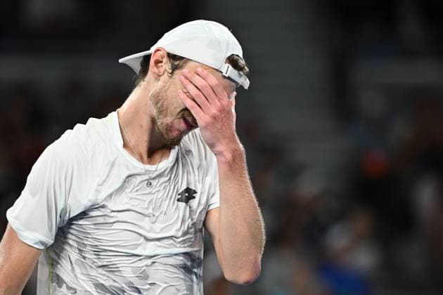 TENNIS AUSTRALIAN OPEN, Lukas Klein of Slovakia reacts during his 2nd round match against Alexander Zverev of Germany on Day 5 of the 2024 Australian Open at Melbourne Park in Melbourne, Thursday, January 18, 2024. ( NO ARCHIVING, EDITORIAL USE ONLY, NO USE IN BOOKS WITHOUT CONSENT MELBOURNE VICTORIA AUSTRALIA  Copyright: xJOELxCARRETTx 20240118001890457334