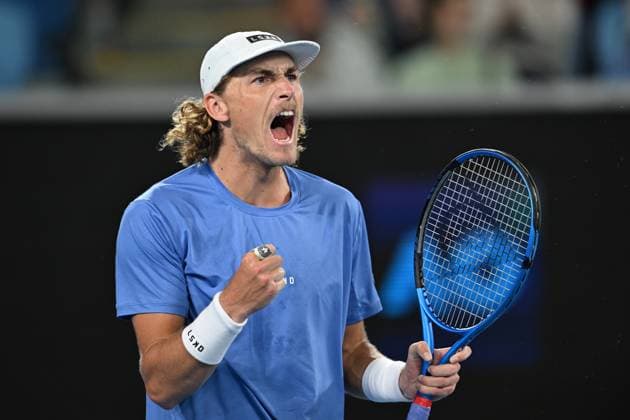 TENNIS AUSTRALIAN OPEN, Max Purcell of Australia reacts during his 2nd round match against Casper Ruud of Norway on Day 5 of the 2024 Australian Open at Melbourne Park in Melbourne, Thursday, January 18, 2024. ( NO ARCHIVING, EDITORIAL USE ONLY, NO USE IN BOOKS WITHOUT CONSENT MELBOURNE VICTORIA AUSTRALIA  Copyright: xLUKASxCOCHx 20240118001890461753