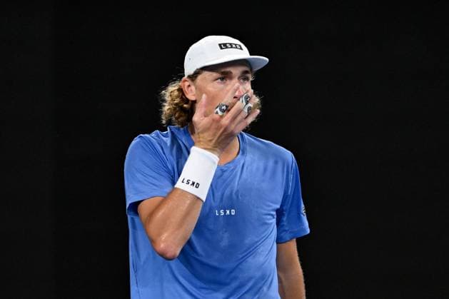 TENNIS AUSTRALIAN OPEN, Max Purcell of Australia reacts following his loss during his 2nd round to Casper Ruud of Norway on Day 5 of the 2024 Australian Open at Melbourne Park in Melbourne, Thursday, January 18, 2024. ( NO ARCHIVING, EDITORIAL USE ONLY, NO USE IN BOOKS WITHOUT CONSENT MELBOURNE VICTORIA AUSTRALIA  Copyright: xLUKASxCOCHx 20240118001890468796