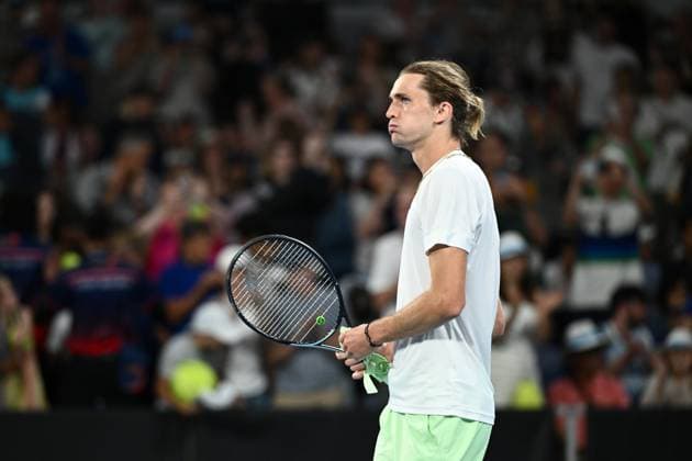 Sport Bilder des Tages TENNIS AUSTRALIAN OPEN, A relieved Alexander Zverev of Germany following his 2nd round win over Lukas Klein of Slovakia on Day 5 of the 2024 Australian Open at Melbourne Park in Melbourne, Thursday, January 18, 2024. ( NO ARCHIVING, EDITORIAL USE ONLY, NO USE IN BOOKS WITHOUT CONSENT MELBOURNE VICTORIA AUSTRALIA  Copyright: xJOELxCARRETTx 20240118001890470953