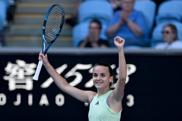 TENNIS AUSTRALIAN OPEN, Clara Burel of France celebrates match point during her 2nd round win over Jessica Pegula of the USA on Day 5 of the 2024 Australian Open at Melbourne Park in Melbourne, Thursday, January 18, 2024. ( NO ARCHIVING, EDITORIAL USE ONLY, NO USE IN BOOKS WITHOUT CONSENT MELBOURNE VICTORIA AUSTRALIA  Copyright: xLUKASxCOCHx 20240118001890492032