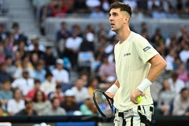 TENNIS AUSTRALIAN OPEN, Thanasi Kokkinakis of Australia during his 2nd round match against Grigor Dimitrov of Bulgaria on Day 5 of the 2024 Australian Open at Melbourne Park in Melbourne, Thursday, January 18, 2024. ( NO ARCHIVING, EDITORIAL USE ONLY, NO USE IN BOOKS WITHOUT CONSENT MELBOURNE VICTORIA AUSTRALIA  Copyright: xJOELxCARRETTx 20240118001890526797