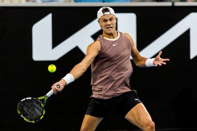 MELBOURNE, VIC - JANUARY 18: Holger Rune of Denmark in action during Round 2 of the 2024 Australian Open on January 18 2024, at Melbourne Park in Melbourne, Australia. (Photo by Jason Heidrich Icon Sportswire) TENNIS: JAN 18 Australian Open EDITORIAL USE ONLY Icon240118194