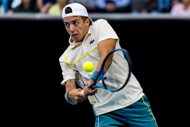 MELBOURNE, VIC - JANUARY 18: Authur Cazaux of France in action during Round 2 of the 2024 Australian Open on January 18 2024, at Melbourne Park in Melbourne, Australia. (Photo by Jason Heidrich Icon Sportswire) TENNIS: JAN 18 Australian Open EDITORIAL USE ONLY Icon240118209