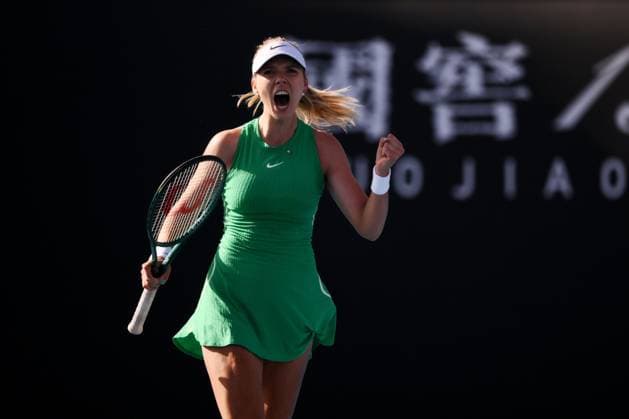 Katie Boulter (GBR) celebrates during her second round match Australian Open, Day Five, Tennis, Melbourne Park, Melbourne, Australia - 18 Jan 2024  Copyright: xJamesxGourley Shutterstockx 14305075a